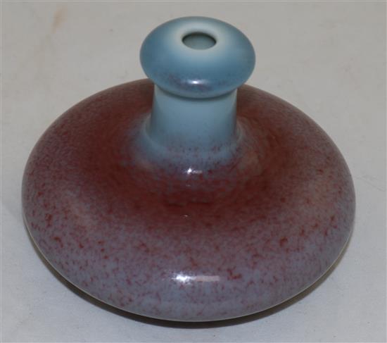 A Chinese claire-de-lune and copper red glazed bottle, height 8cm